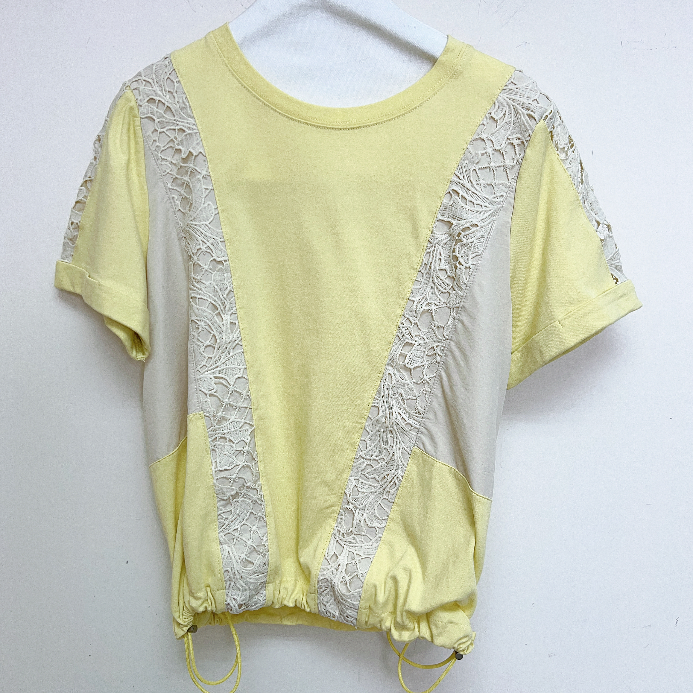 鏤空刺繡拼接棉質上衣 (胸42 腰44 長22吋) 37224 #2407clo