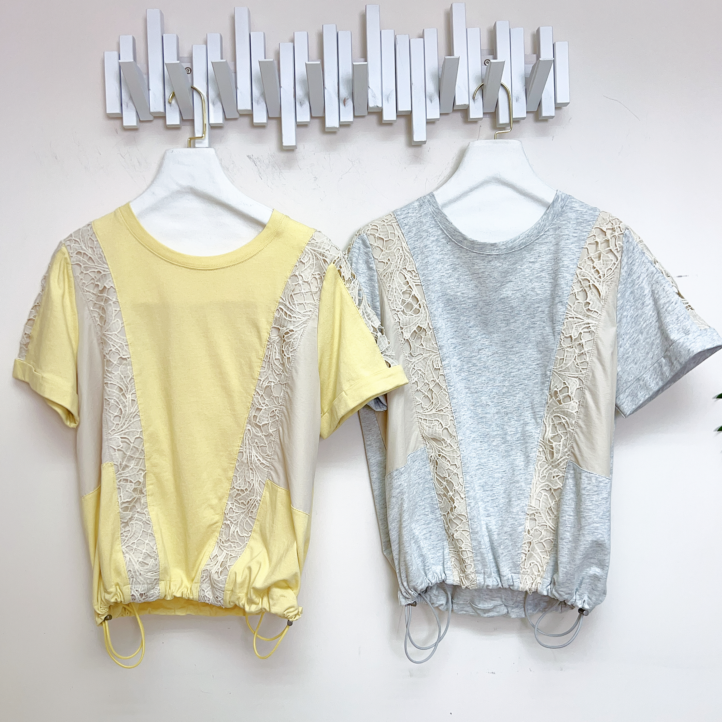 鏤空刺繡拼接棉質上衣 (胸42 腰44 長22吋) 37224 #2407clo