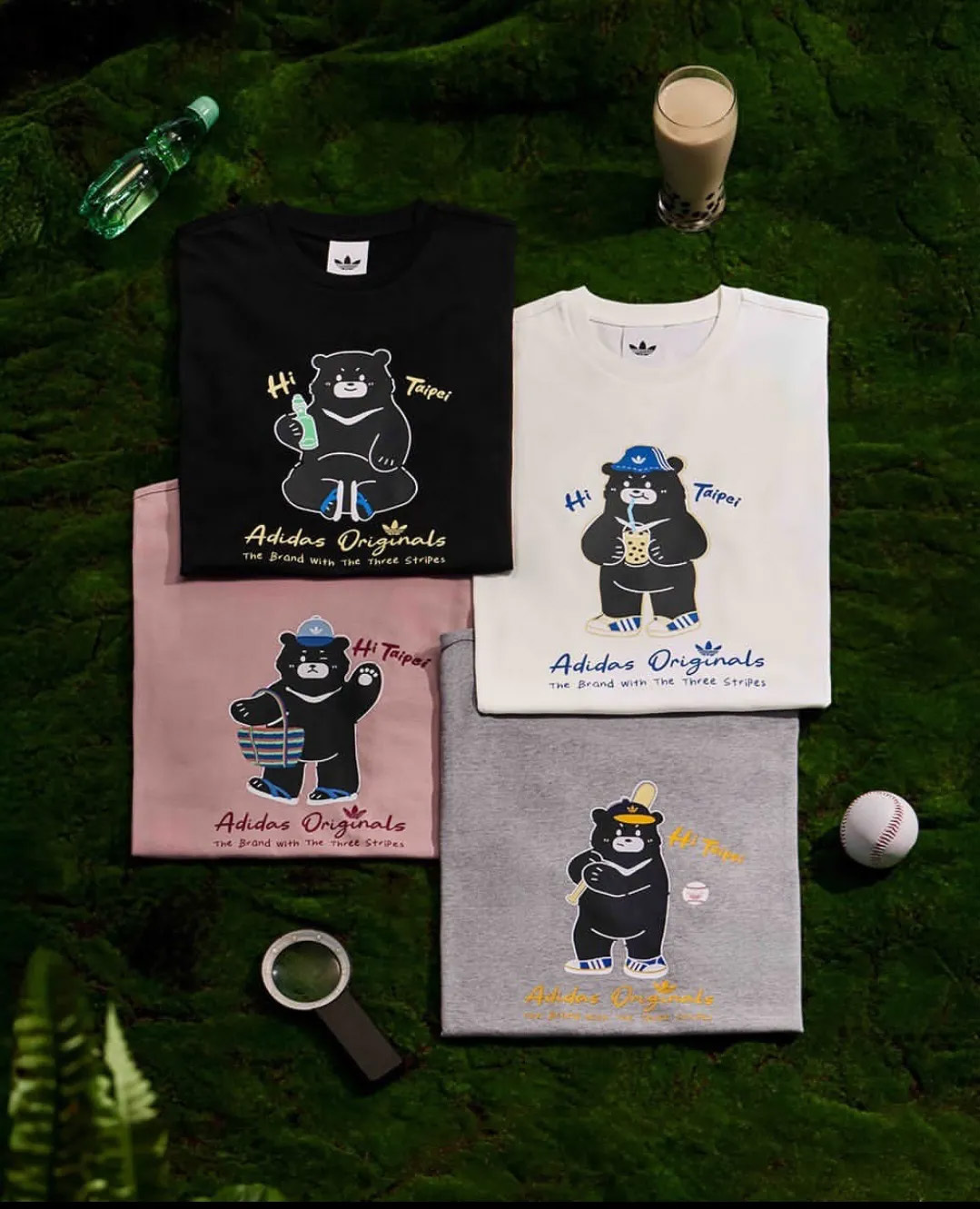 男女款 ADIDAS BEAR SS TEE 灰 粉 白 黑 台北 城市系列 台灣黑熊 珍奶 棒球 彈珠汽水 茄芷袋 藍白拖 短T【LF5890/LF5892/LF5889/LF5891】ADLP