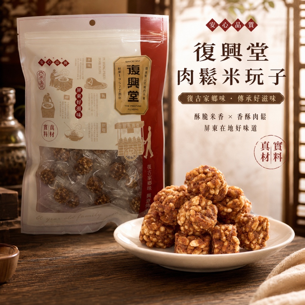 WSBB12364  復興堂-肉鬆米玩子 90g（9月上旬）