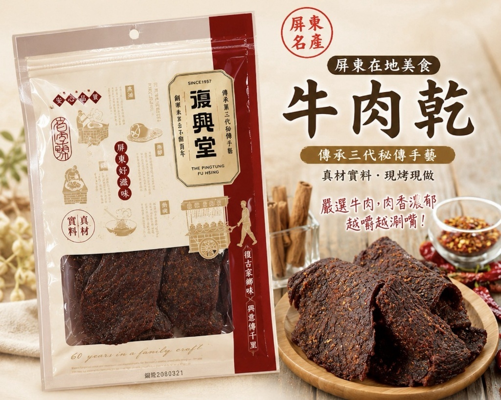 WSBB12368  復興堂 牛肉乾 180g（9月上旬）