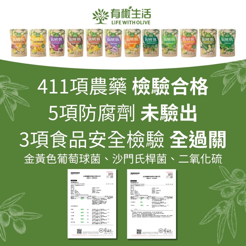 食安檢驗考試合格報告：411項農藥合格、無防腐劑、無金黃色葡萄球菌、沙門氏桿菌與二氧化硫