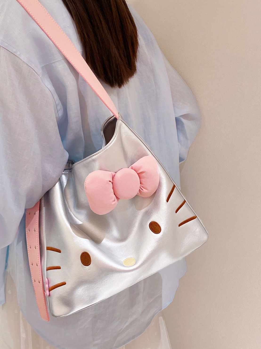 正版授權 SANRIO 三麗鷗 TOUTOU X KITTY 聯名款 大容量 單肩包 托特包