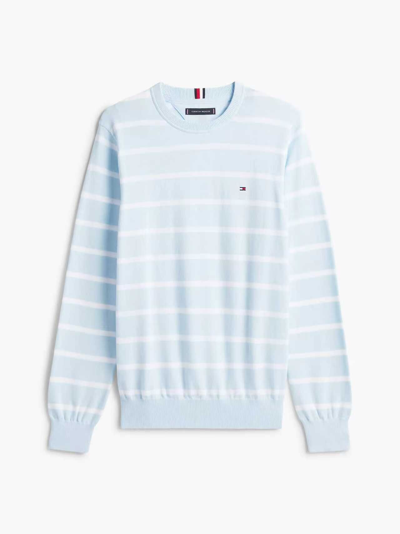 【預購】TOMMY HILFIGER H072410 男裝圓領針織長袖上衣 (藍色條紋)