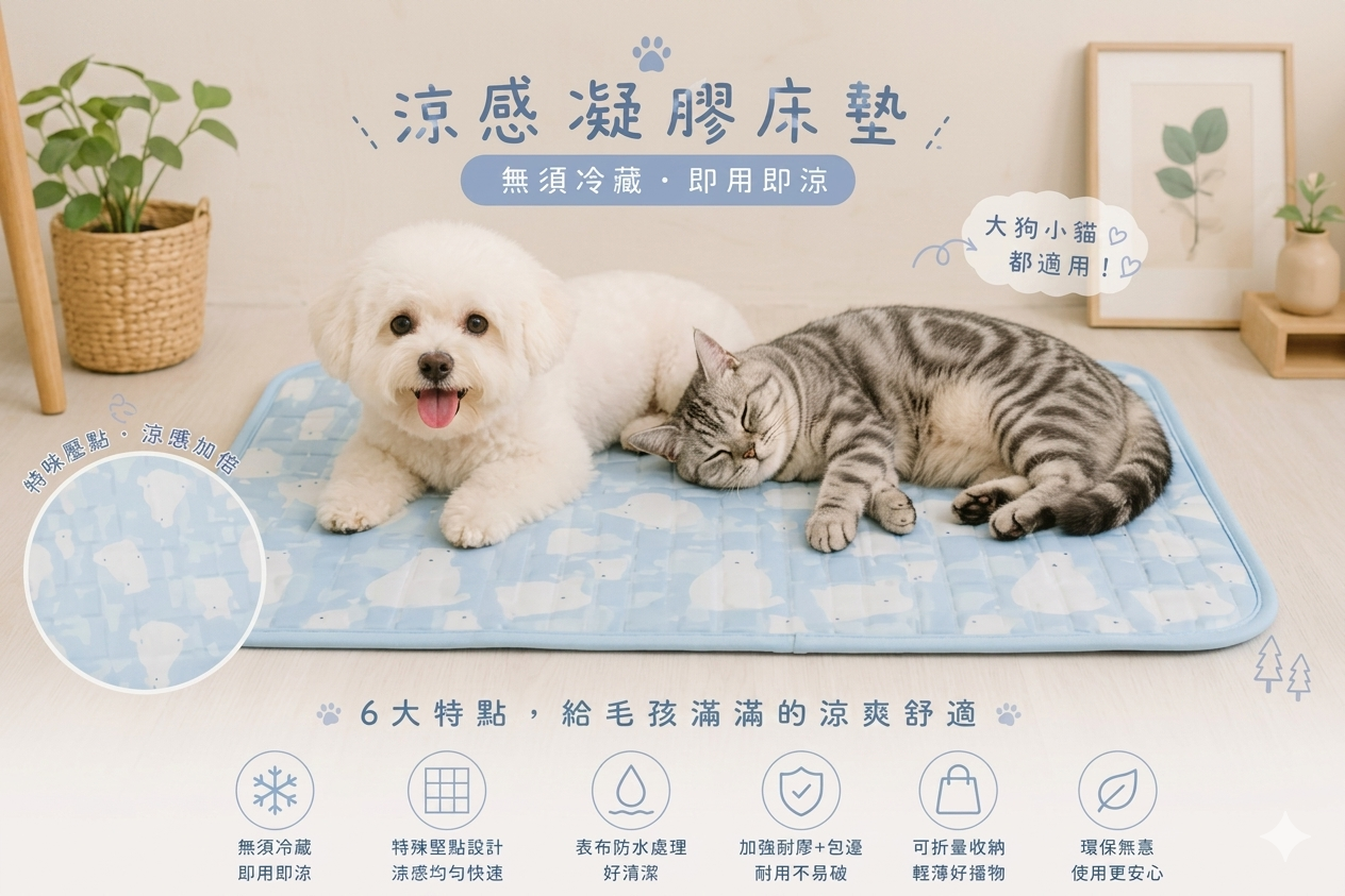 獅子坊 冷感凝膠寵物墊．M