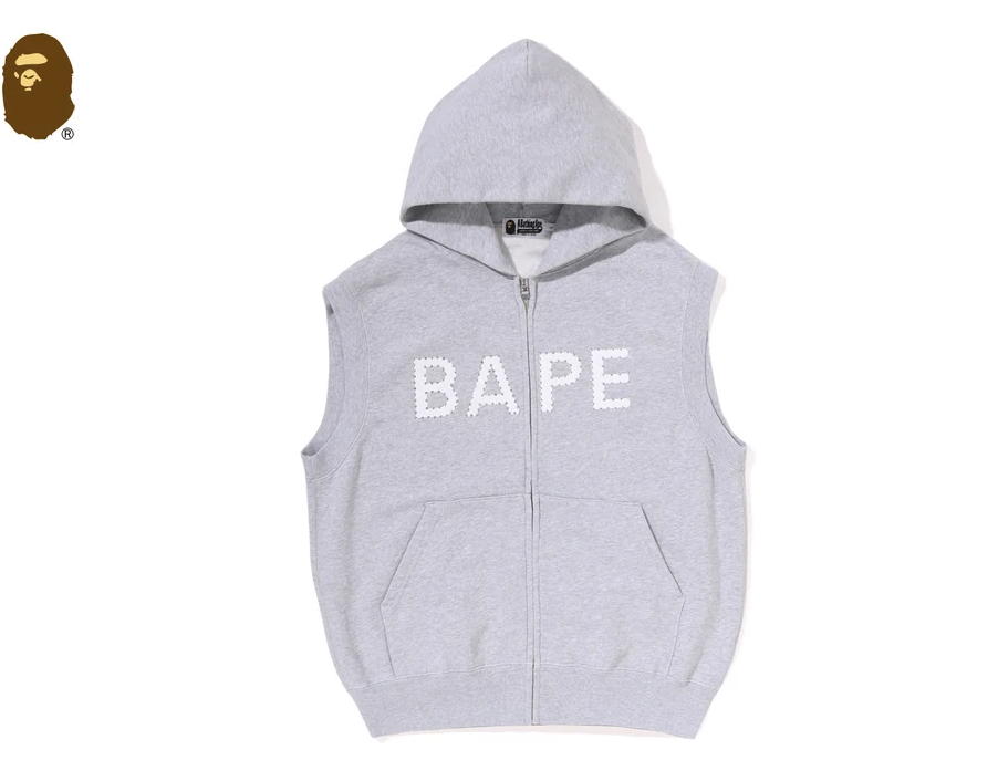 【BAPE男生】0725發售 寬版 水鑽HEAVY WASHED RHINESTONE SLEEVELESS RELAXED FIT ZIP HOODIE