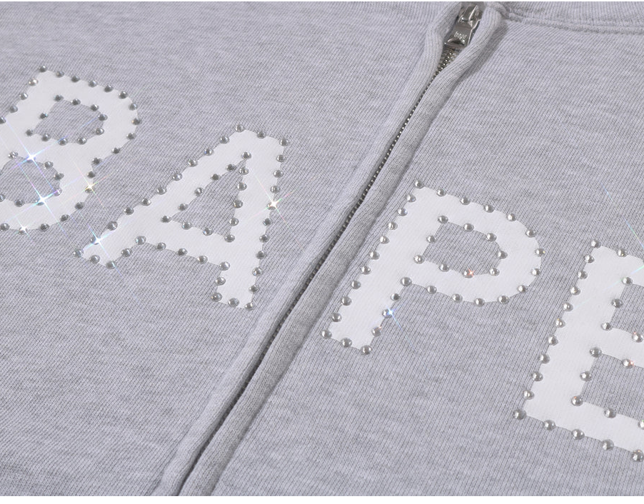 【BAPE男生】0725發售 寬版 水鑽HEAVY WASHED RHINESTONE SLEEVELESS RELAXED FIT ZIP HOODIE