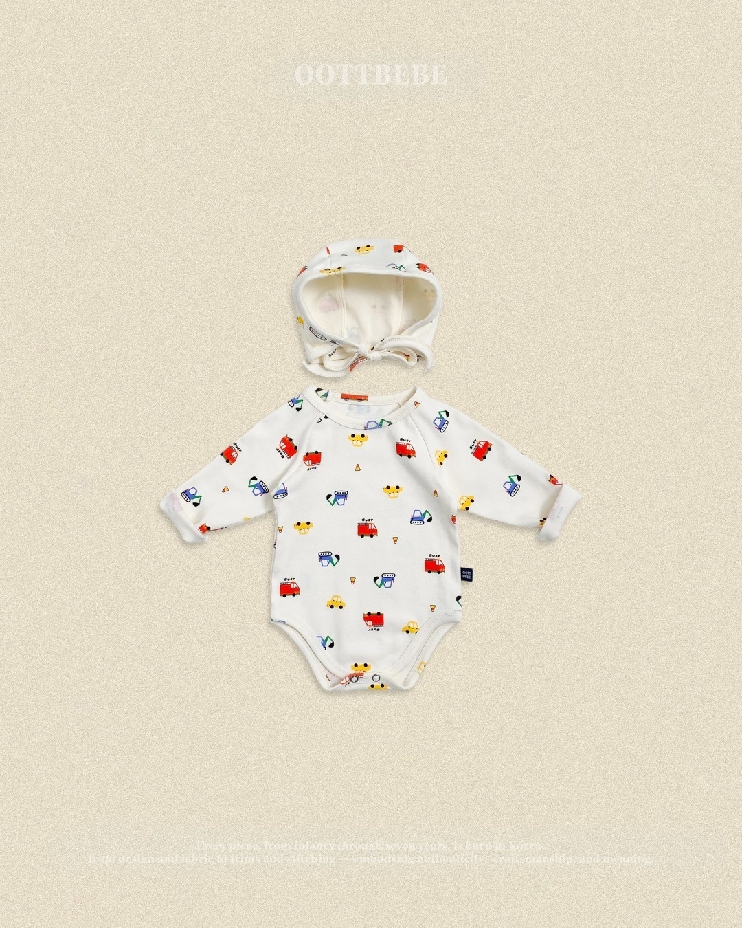 OOTT BEBE Cute Car Romper（With Bonnet）