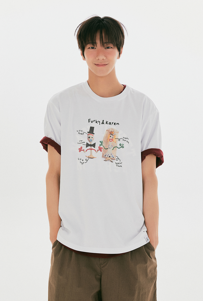 🇰🇷 SPAO X  TOY STORY 5 玩具總動員5 叉奇 凱倫 白色 短T 短袖 / 預購