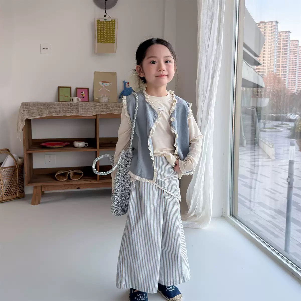 綁帶腰巾兩件式休閒長褲