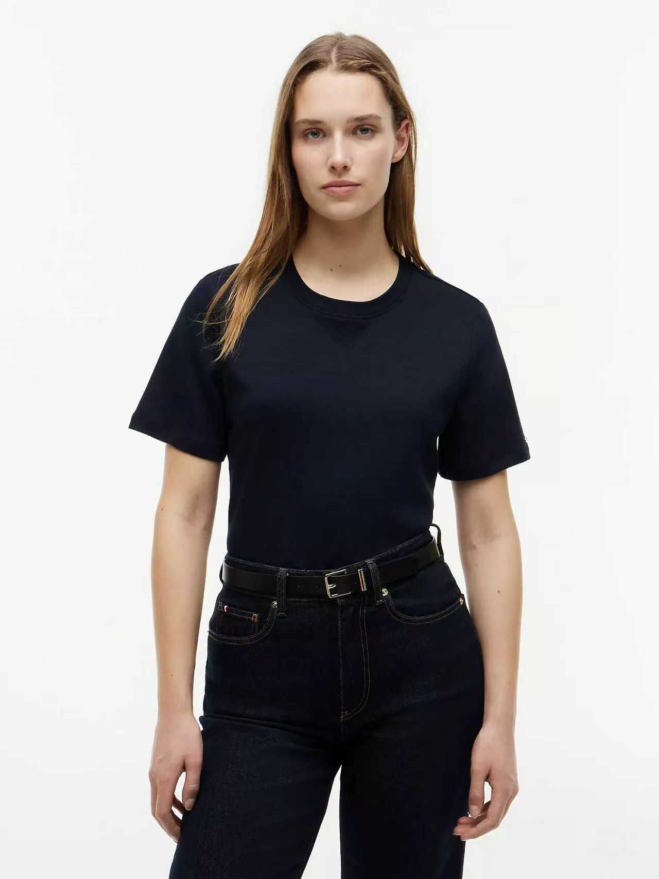 【預購】TOMMY HILFIGER H072421 女裝混合設計短袖上衣 (深藍色)