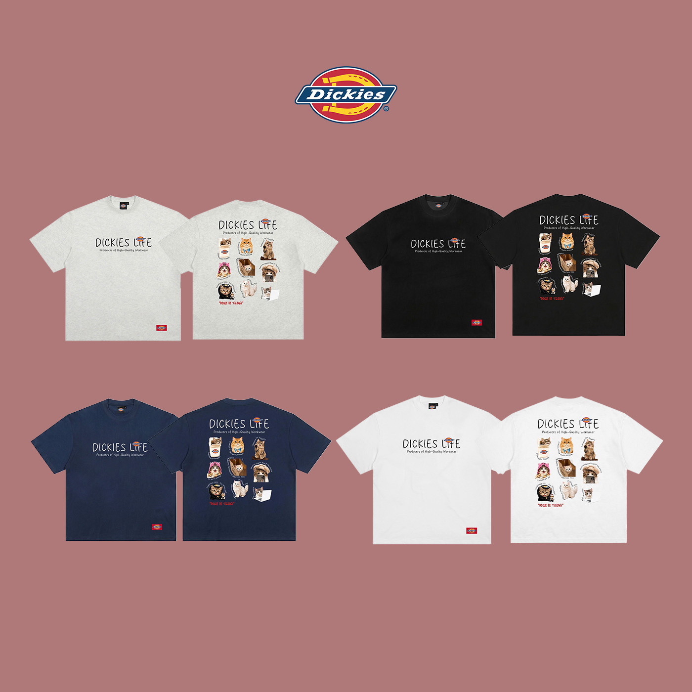 預購 Dickies 320g 重磅 可愛貓咪 純棉短Tee