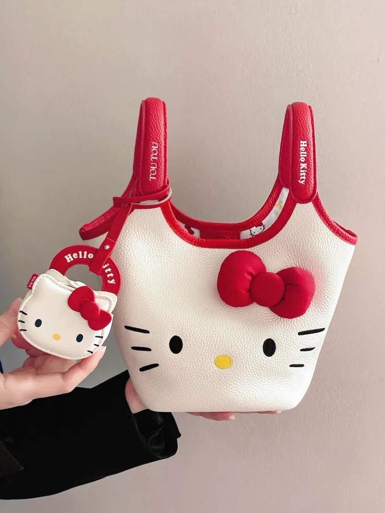 HELLO KITTY 牛皮菜籃包
