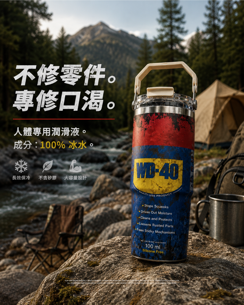 【代購】惡搞翻玩 WD-40 冰壩杯 304不鏽鋼 890ml 提把設計