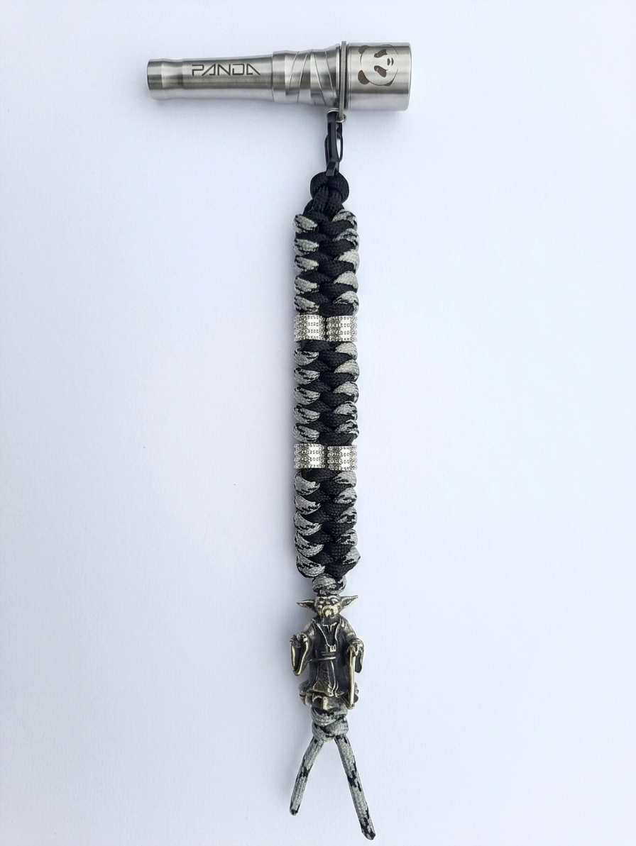 Panda Mouthtip "Yoda" - "Solo" - "Double Braiding"- Silver black + Black