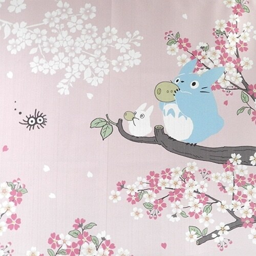 門簾 龍貓 櫻花飛舞