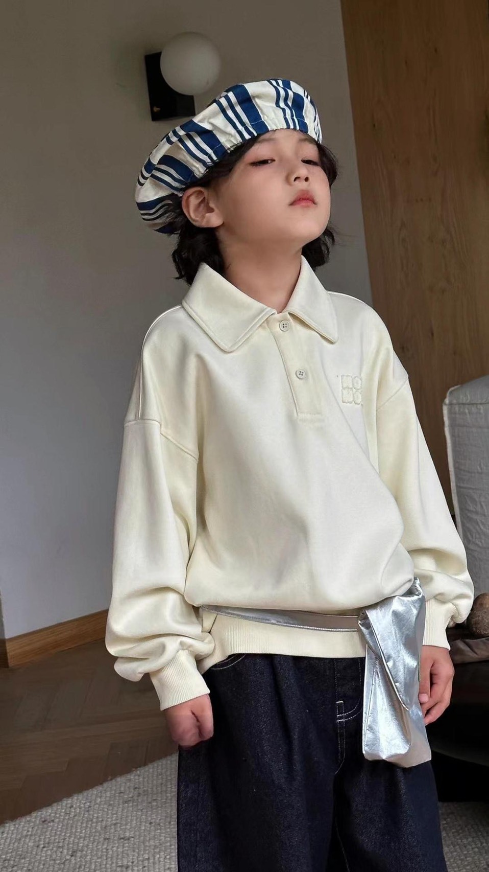 簡約素面長袖POLO衫