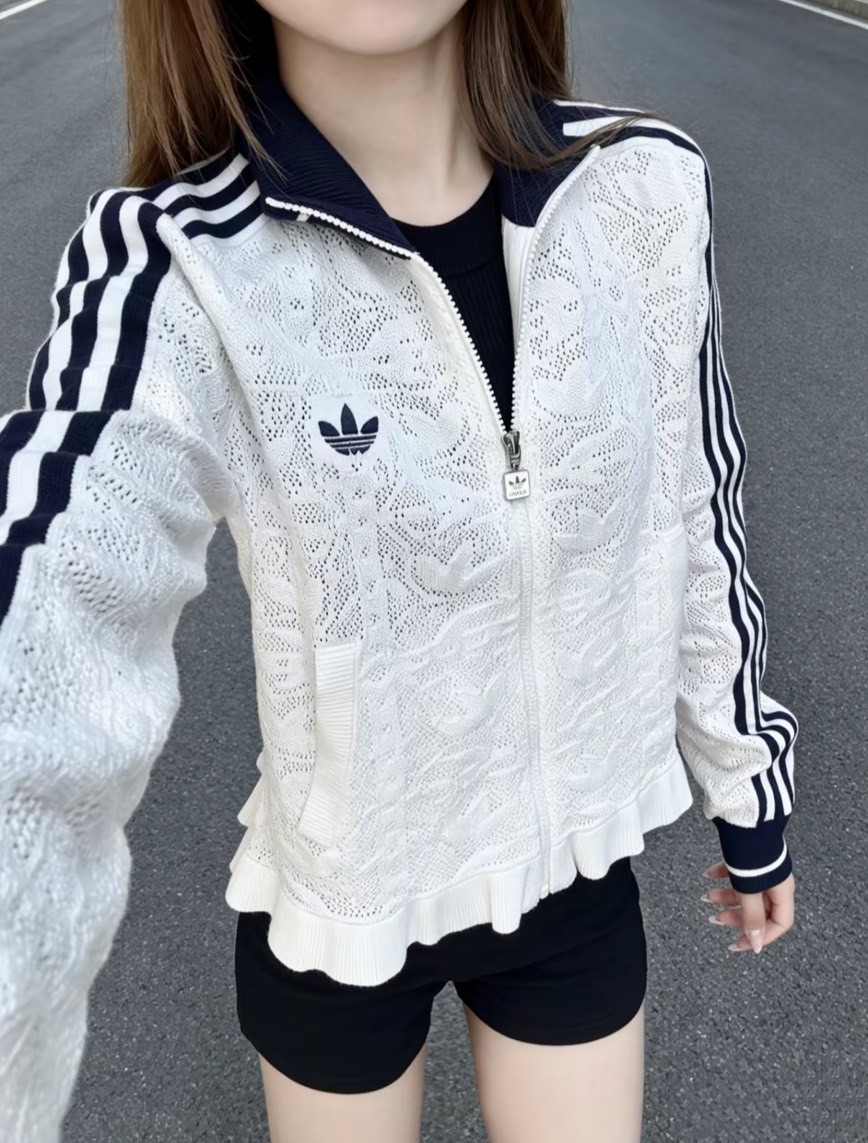 【預購】ADIDAS ORIGINALS 荷葉邊針織外套 白色 KX6899