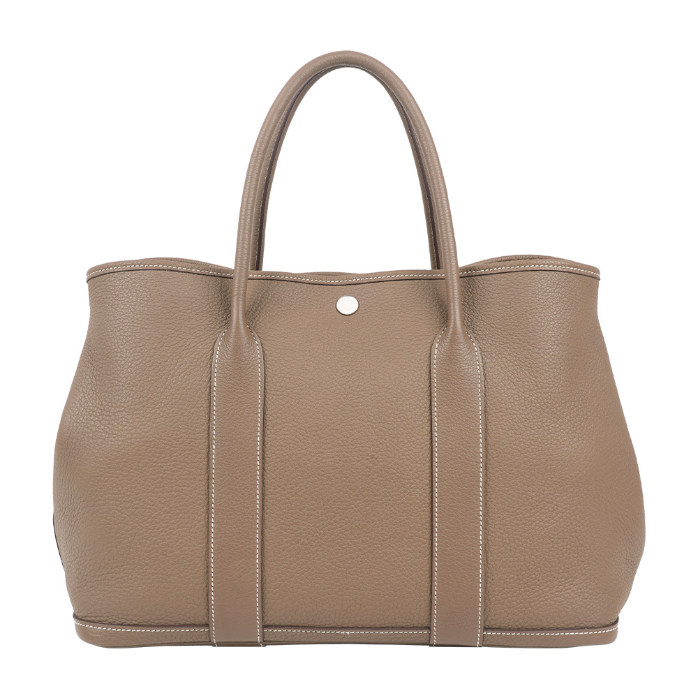 【Hermès】Garden Party 36cm 銀釦牛皮手提包(大象灰)