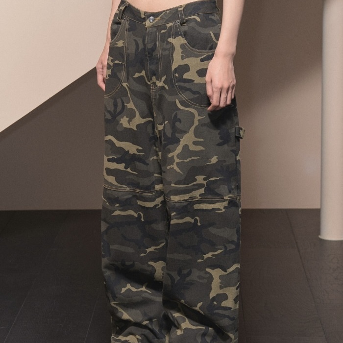 FANCY CLUB CARPENTER LETTERING DENIM PANTS 卡其 迷彩 字母長褲 AESPA KARINA同款