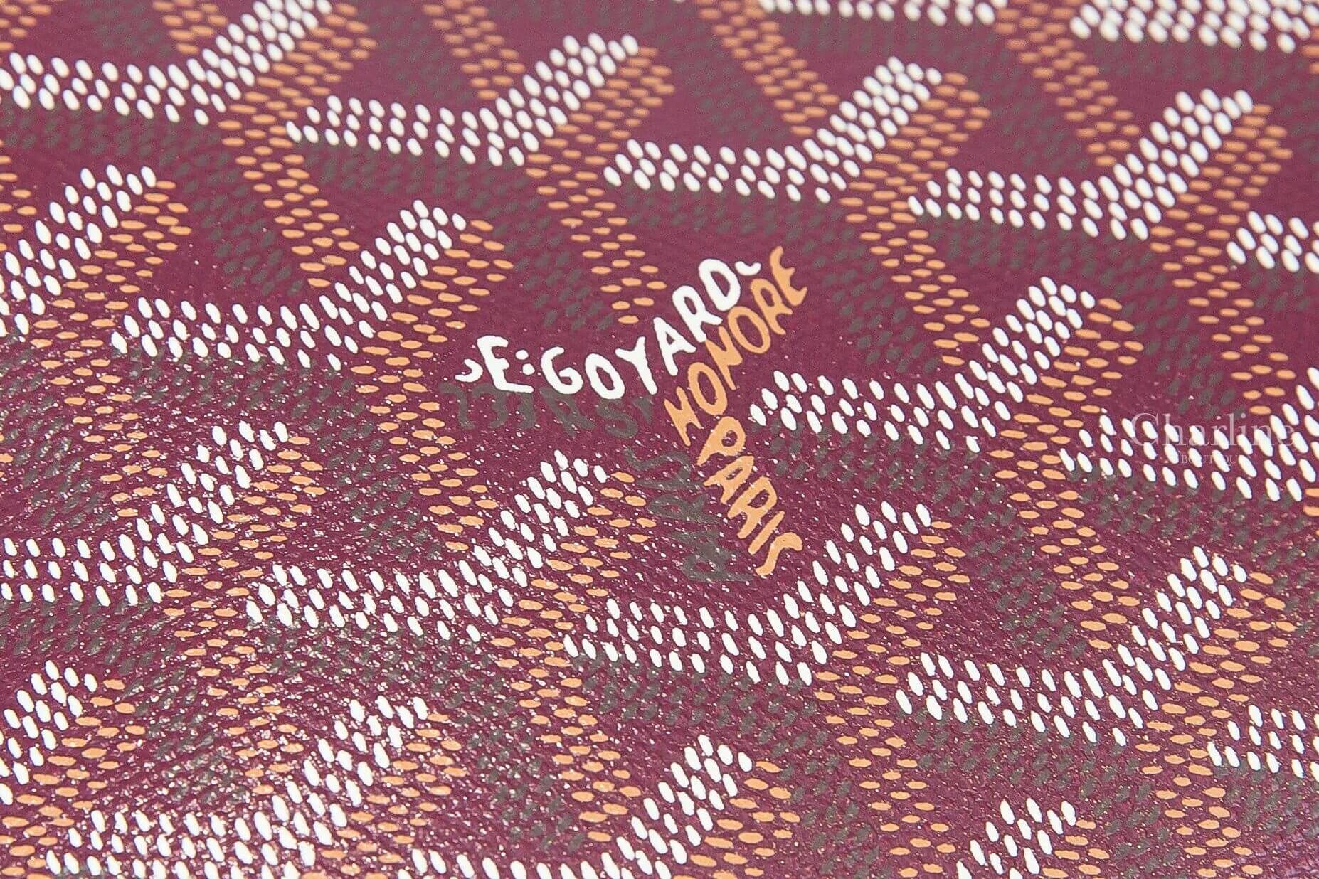 Goyard Vendôme Cosmetic Pouch 勃根地酒紅色帆布小牛皮黃色內裡拉鍊化妝包