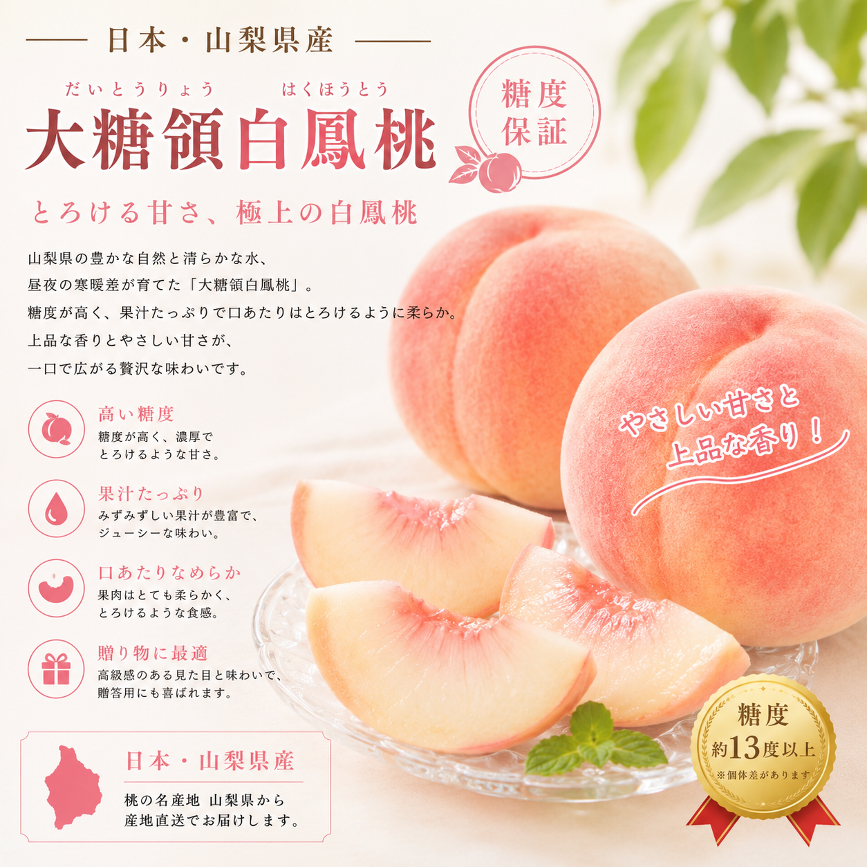 日本山梨縣大糖領白鳳桃(約290G*2個)-1包
