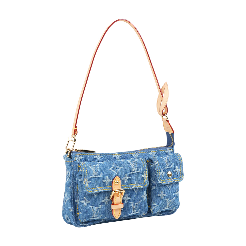 【Louis Vuitton】Cargo 雙口袋牛仔布肩背包/手提包(單寧藍)