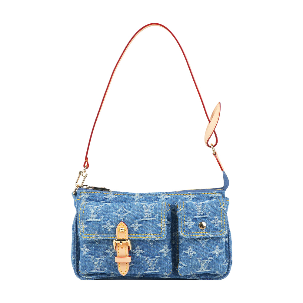 【Louis Vuitton】Cargo 雙口袋牛仔布肩背包/手提包(單寧藍)