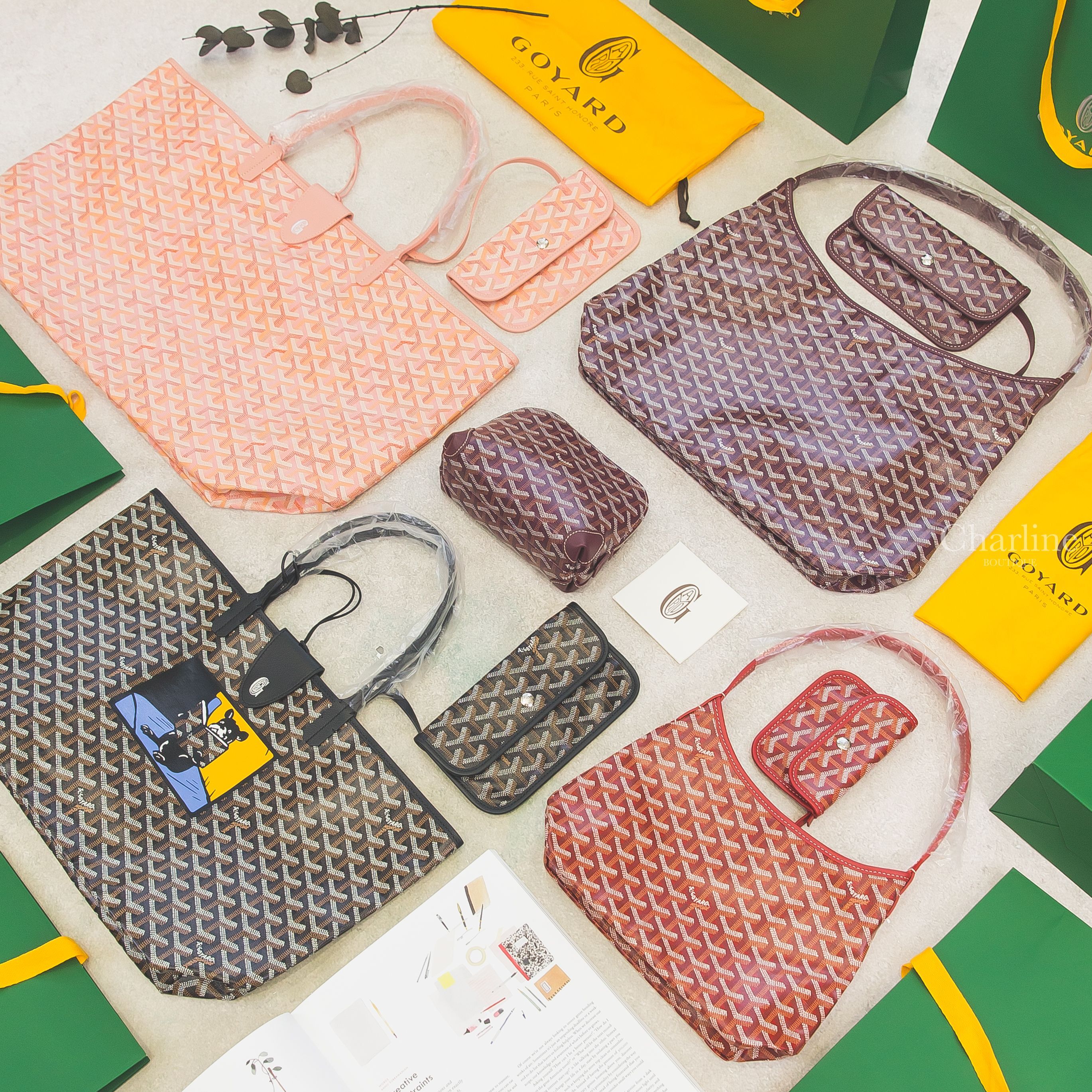 Goyard Hobo Mini 紅色,Hobo 勃根地酒紅,Vendôme Cosmetic Pouch 勃根地酒紅,Saint Louis PM 黑色客製化法鬥,Saint Louis GM 腮紅粉-Charline Boutique 精品代購
