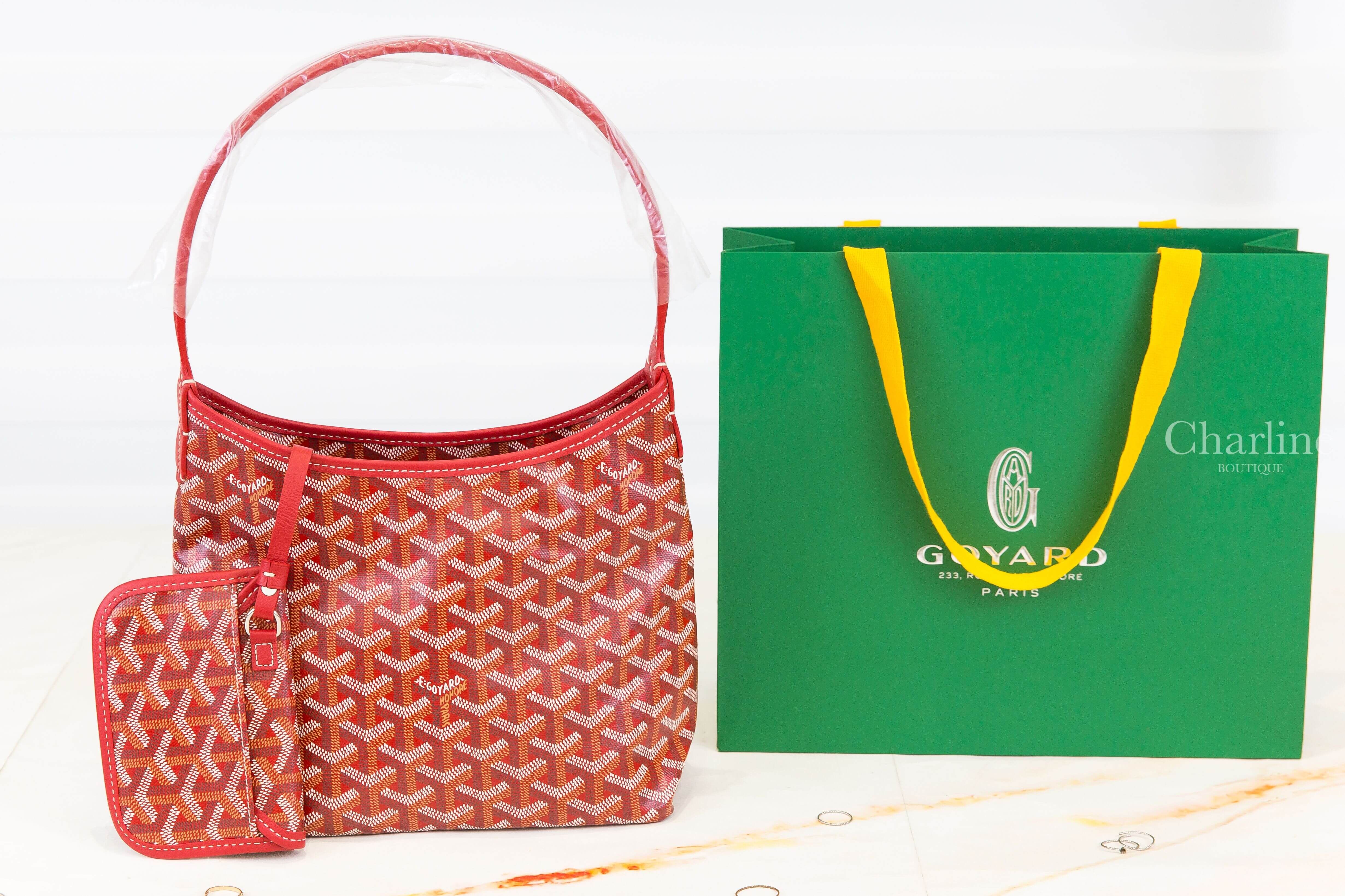 Goyard Bohème Mini Hobo Bag 紅色帆布小牛皮同色提把迷你手提肩背包-Charline Boutique 精品代購