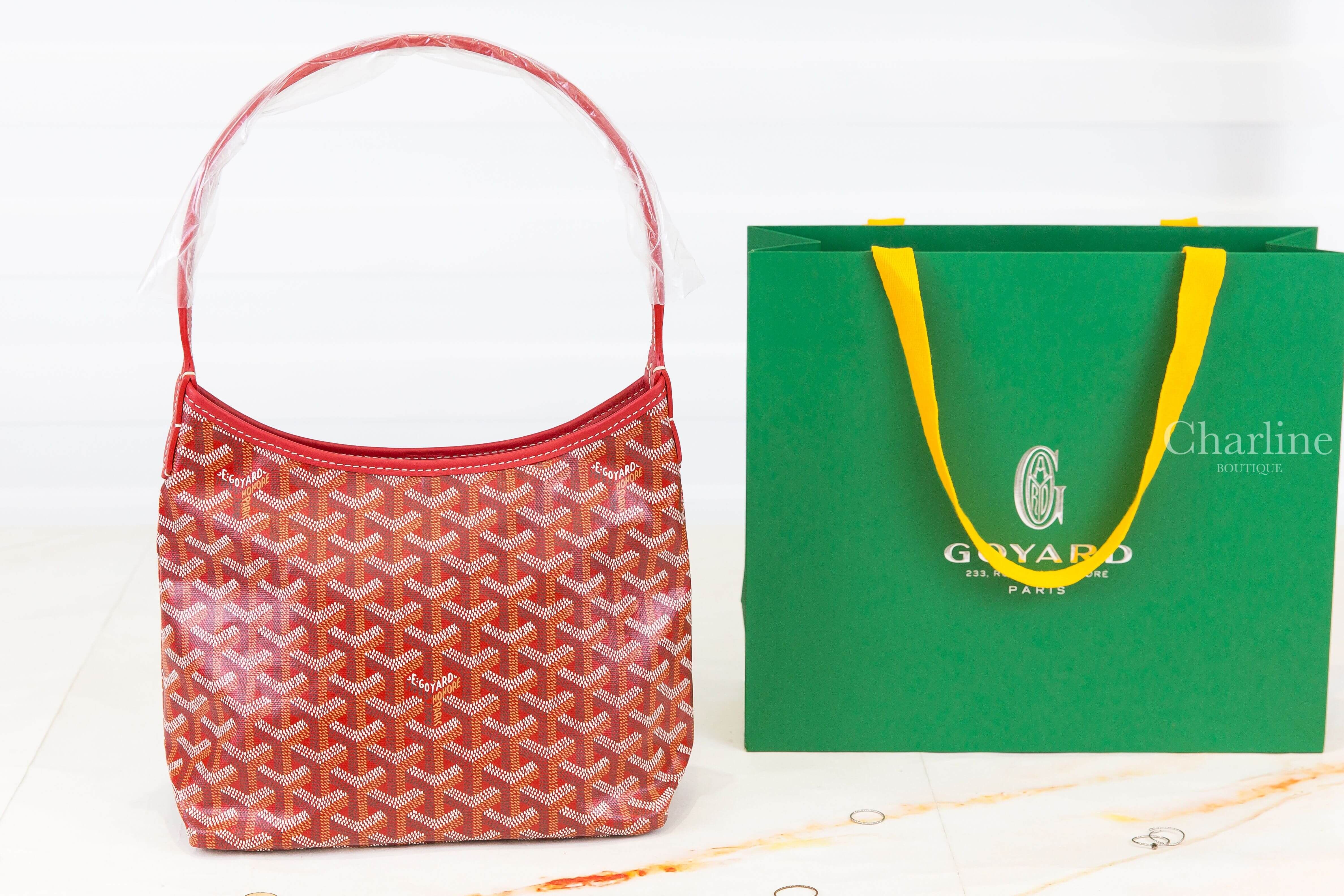 Goyard Bohème Mini Hobo Bag 紅色帆布小牛皮同色提把迷你手提肩背包-Charline Boutique 精品代購