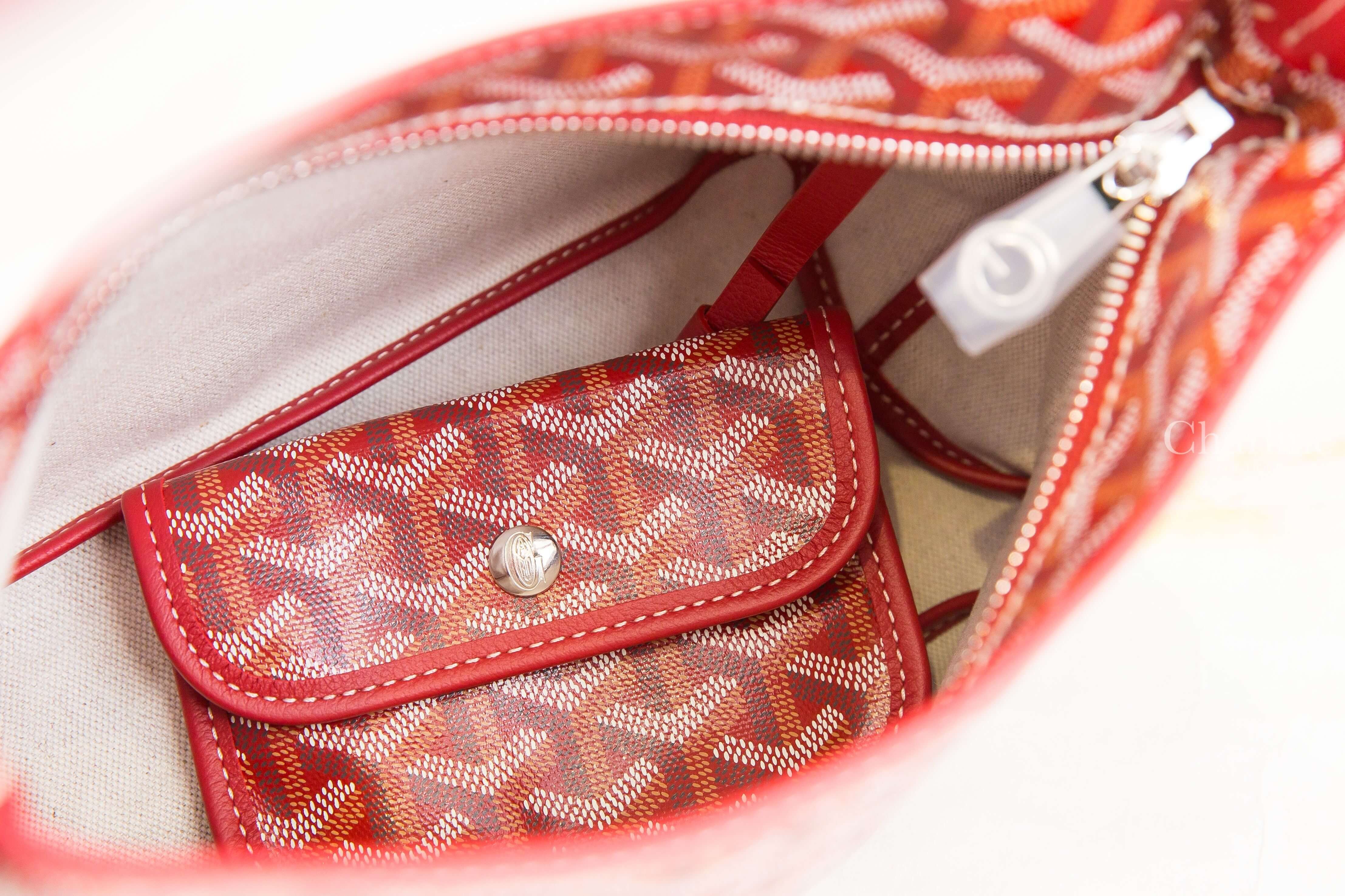 Goyard Bohème Mini Hobo Bag 紅色帆布小牛皮同色提把迷你手提肩背包-Charline Boutique 精品代購