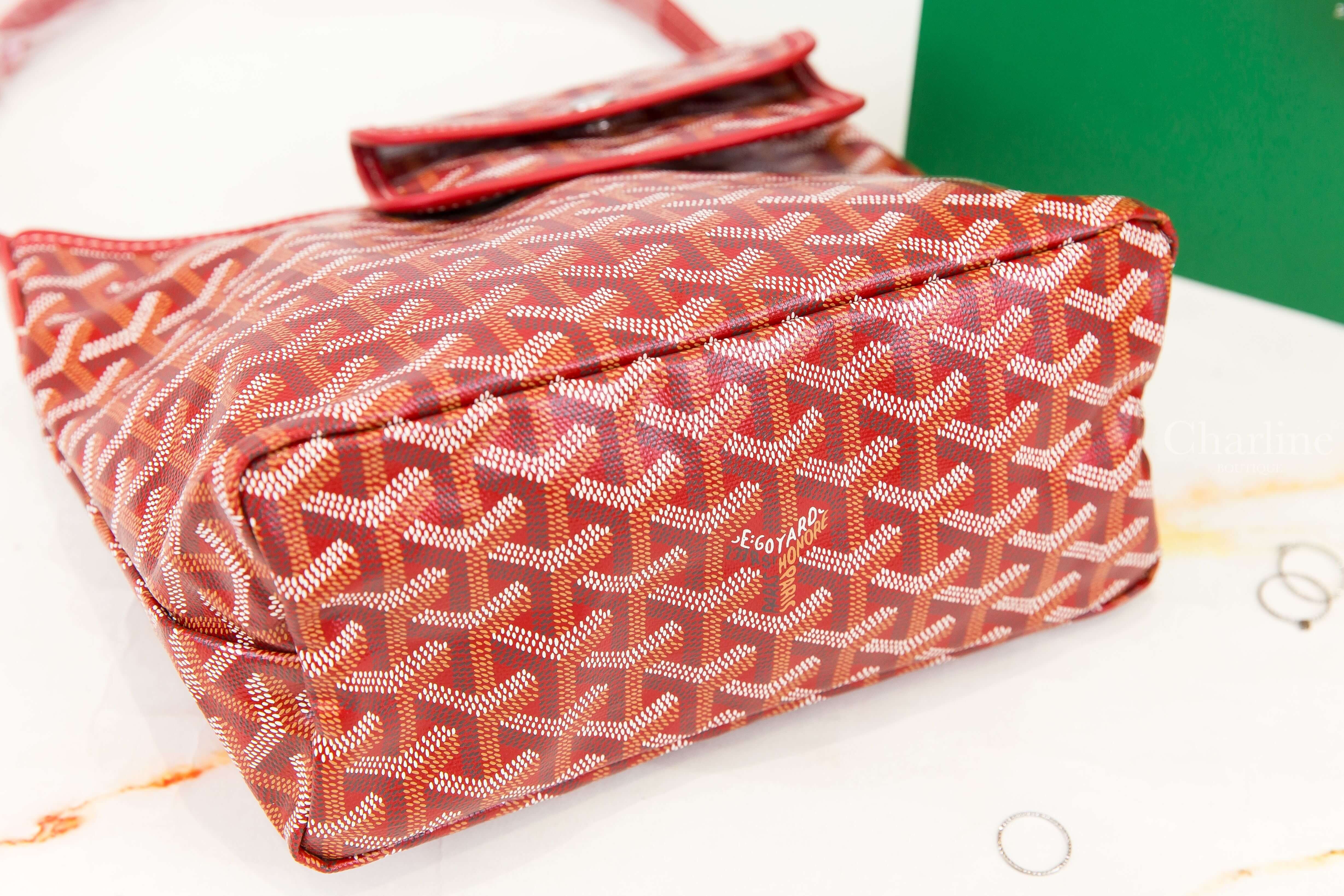 Goyard Bohème Mini Hobo Bag 紅色帆布小牛皮同色提把迷你手提肩背包-Charline Boutique 精品代購