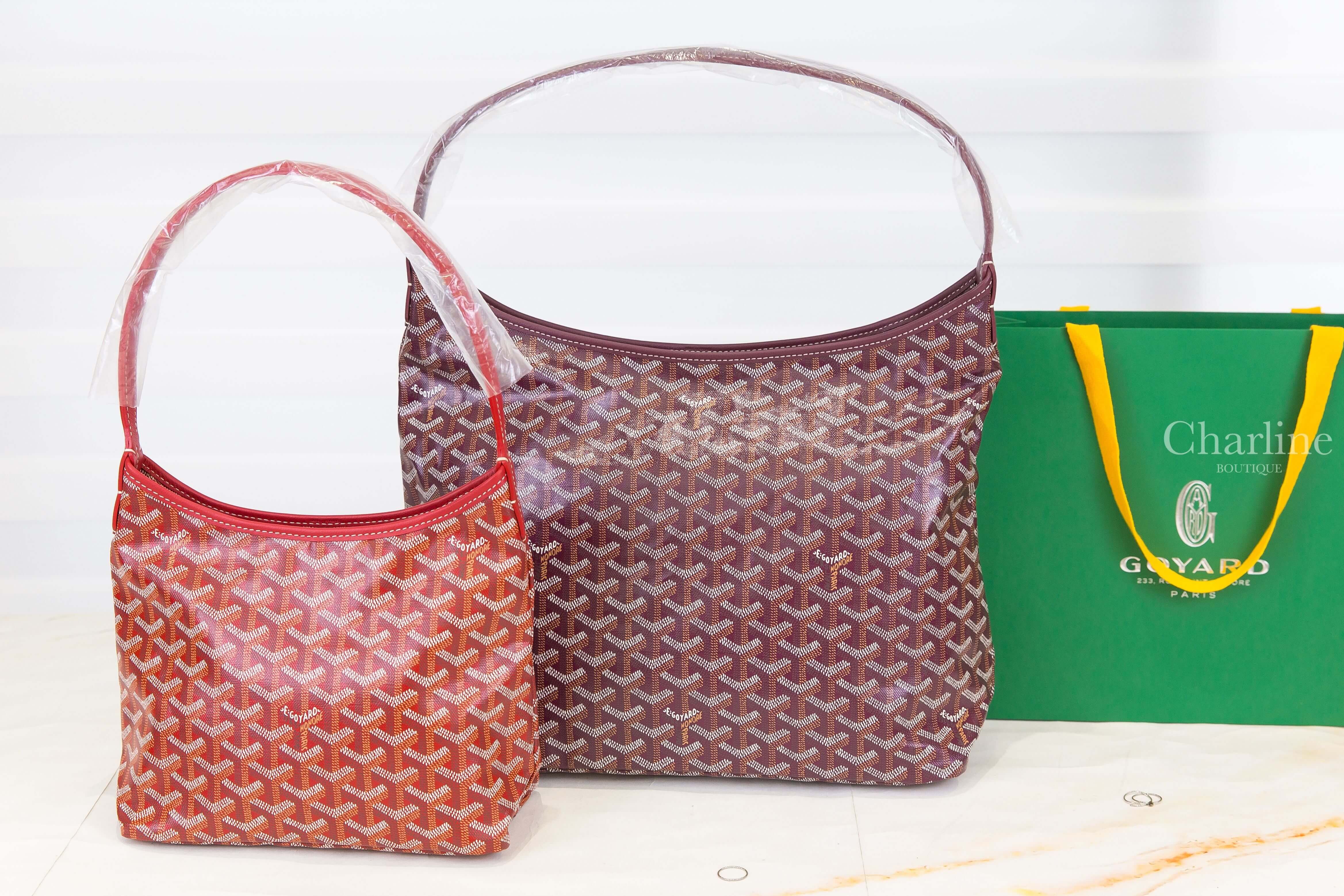 Goyard Bohème Mini Hobo Bag 紅色帆布小牛皮同色提把迷你手提肩背包,Goyard Bohème Hobo Bag 勃根地酒紅色帆布小牛皮同色手提肩背包-Charline Boutique 精品代購