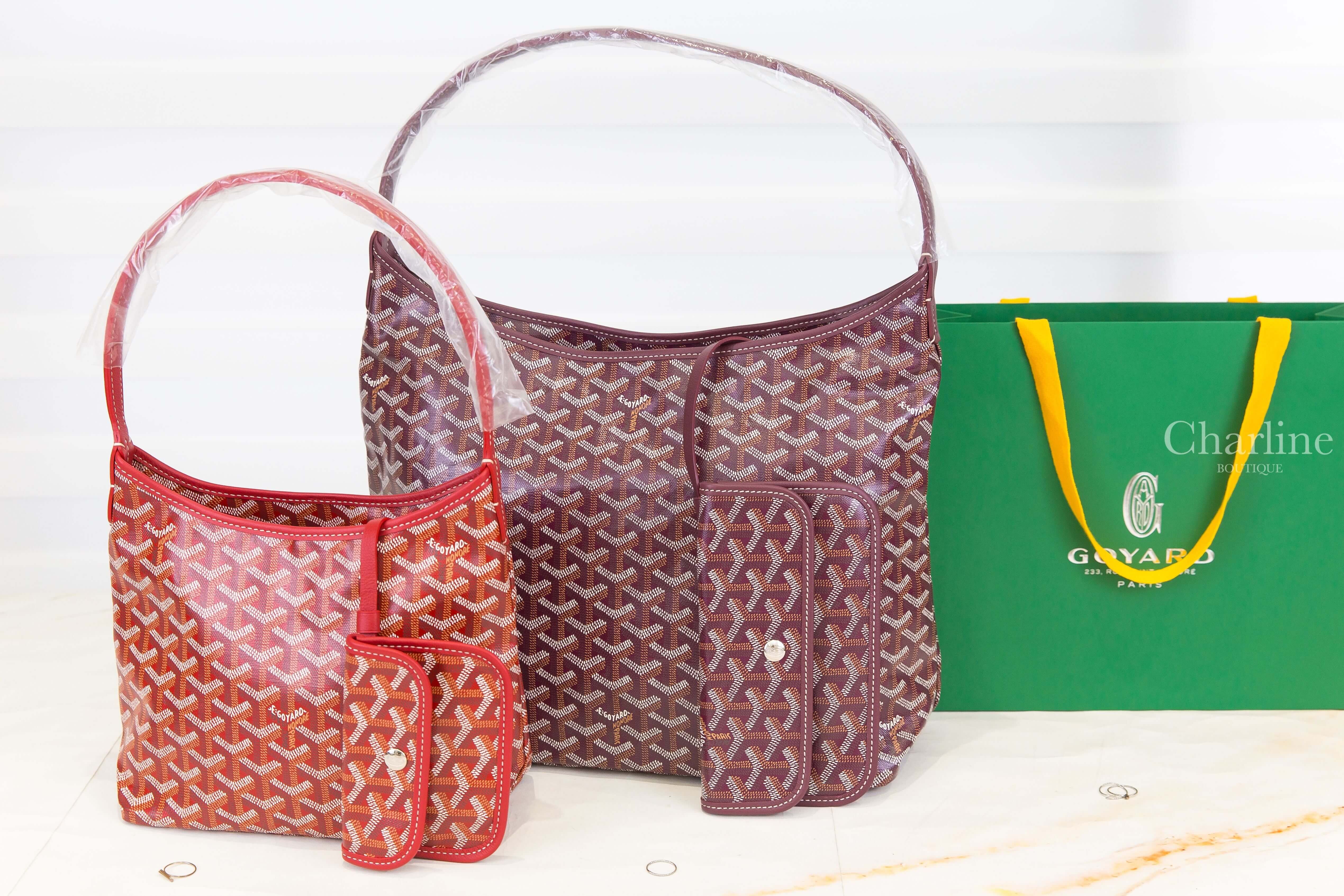 Goyard Bohème Mini Hobo Bag 紅色帆布小牛皮同色提把迷你手提肩背包,Goyard Bohème Hobo Bag 勃根地酒紅色帆布小牛皮同色手提肩背包-Charline Boutique 精品代購