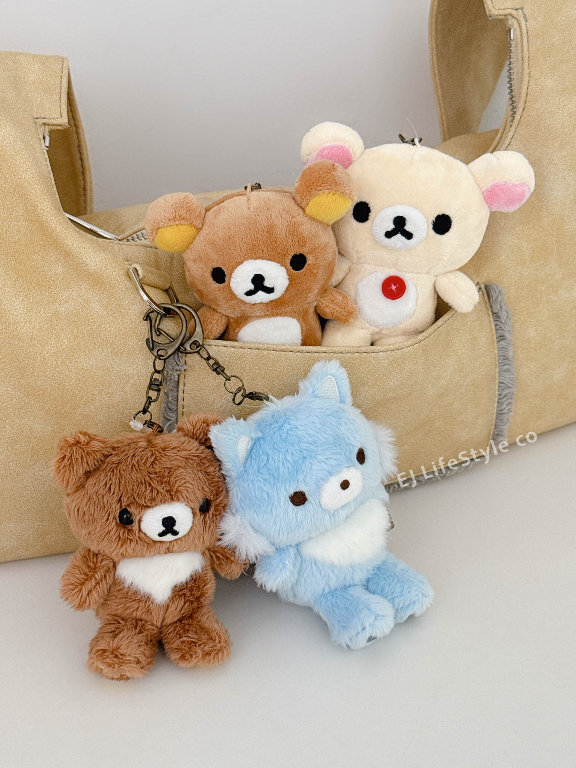 🇯🇵 RILAKKUMA 拉拉熊 永遠在一起系列 小白熊 茶小熊 藍小狼 絨毛玩偶 吊飾 鑰匙圈 / 現貨