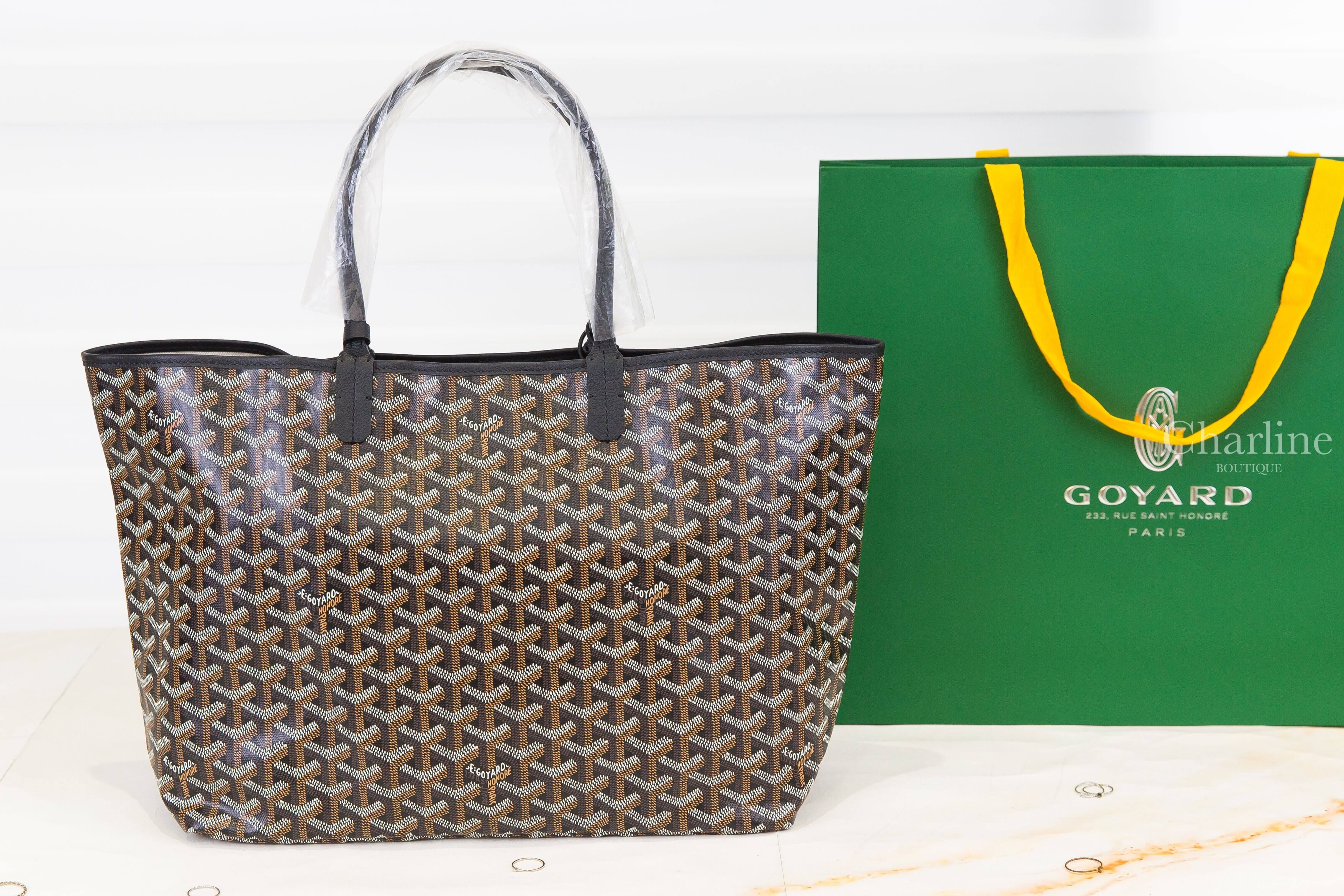 Goyard Saint Louis PM Bag 黑色客製化讀書法鬥彩繪帆布小牛皮同色提把小型無拉鍊含包夾托特包-Charline Boutique 精品代購