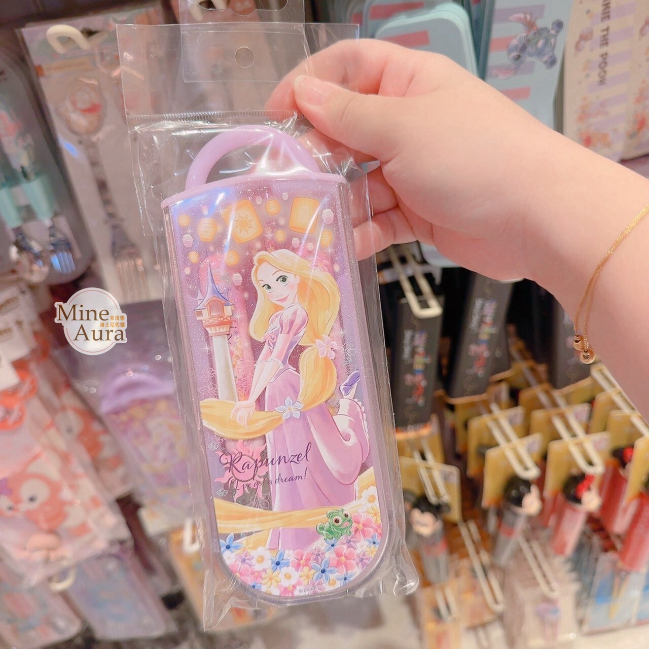 長髮公主 樂佩 Rapunzel 圖案 隨身 湯匙 + 叉子 餐具 組 魔髮奇緣 Tangled -香港迪士尼樂園