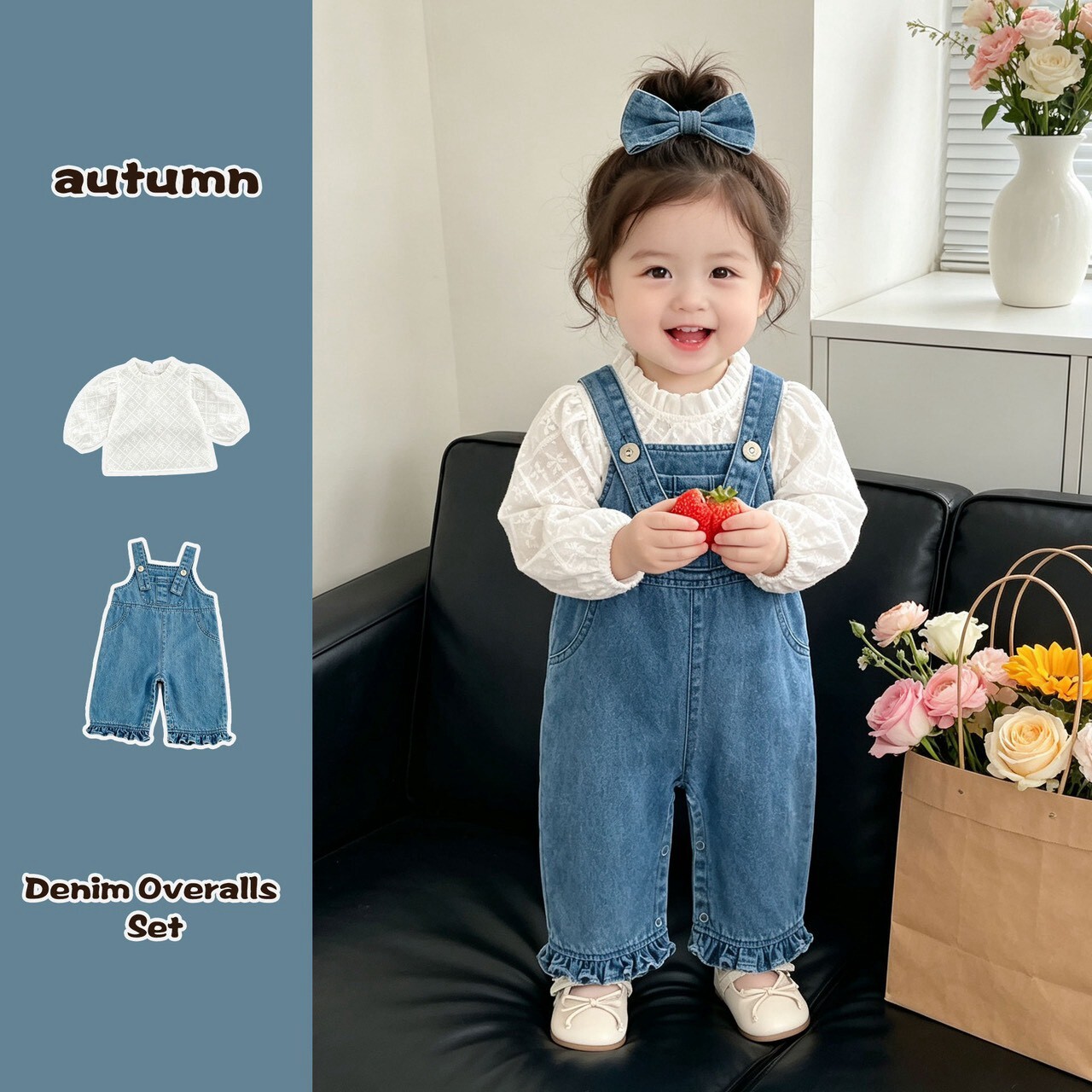 👶  BABY 秋裝 ⋆.˚ 花邊吊帶牛仔套裝 ꕀꕀ