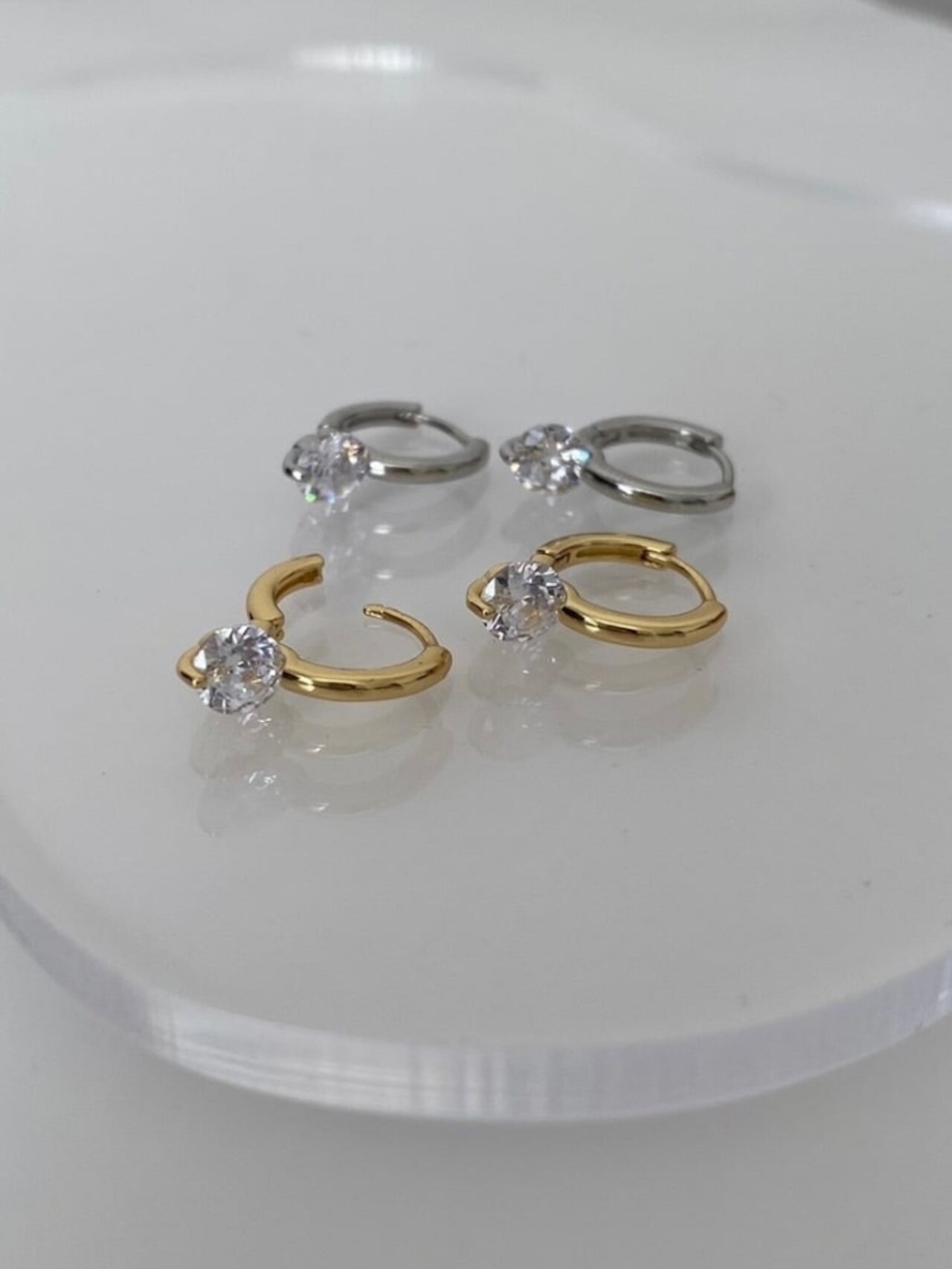 S925 one stone hoop pierce