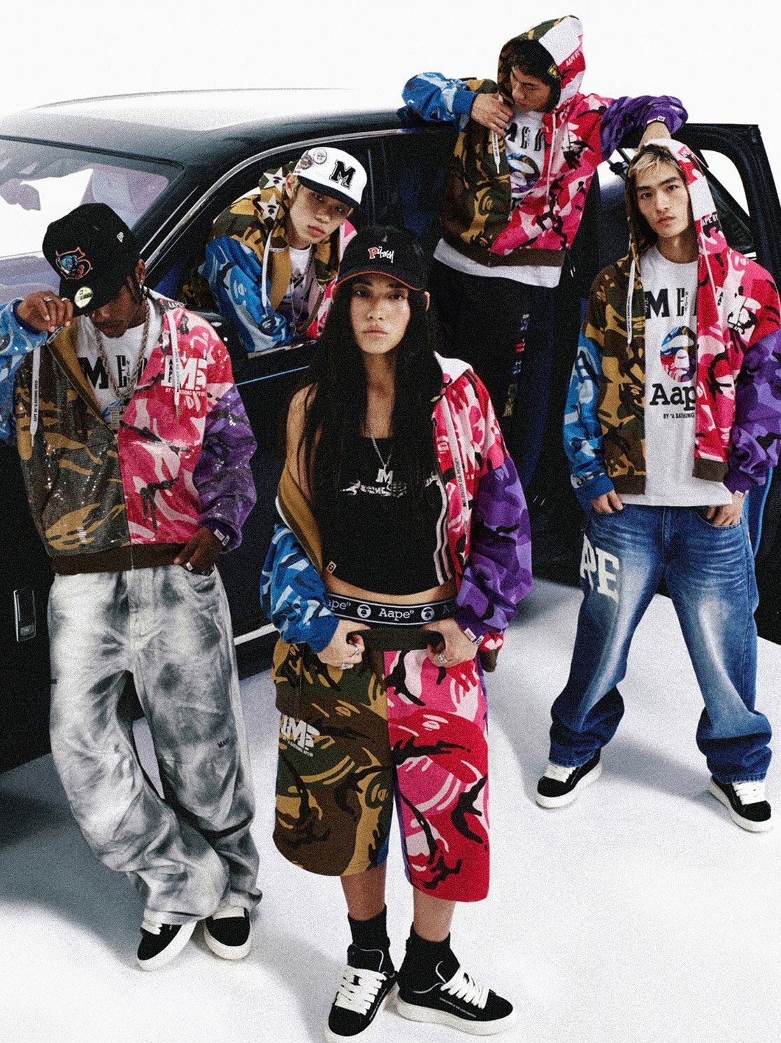 MEDM×AAPE 拼色迷彩 針織休閒褲 七分褲