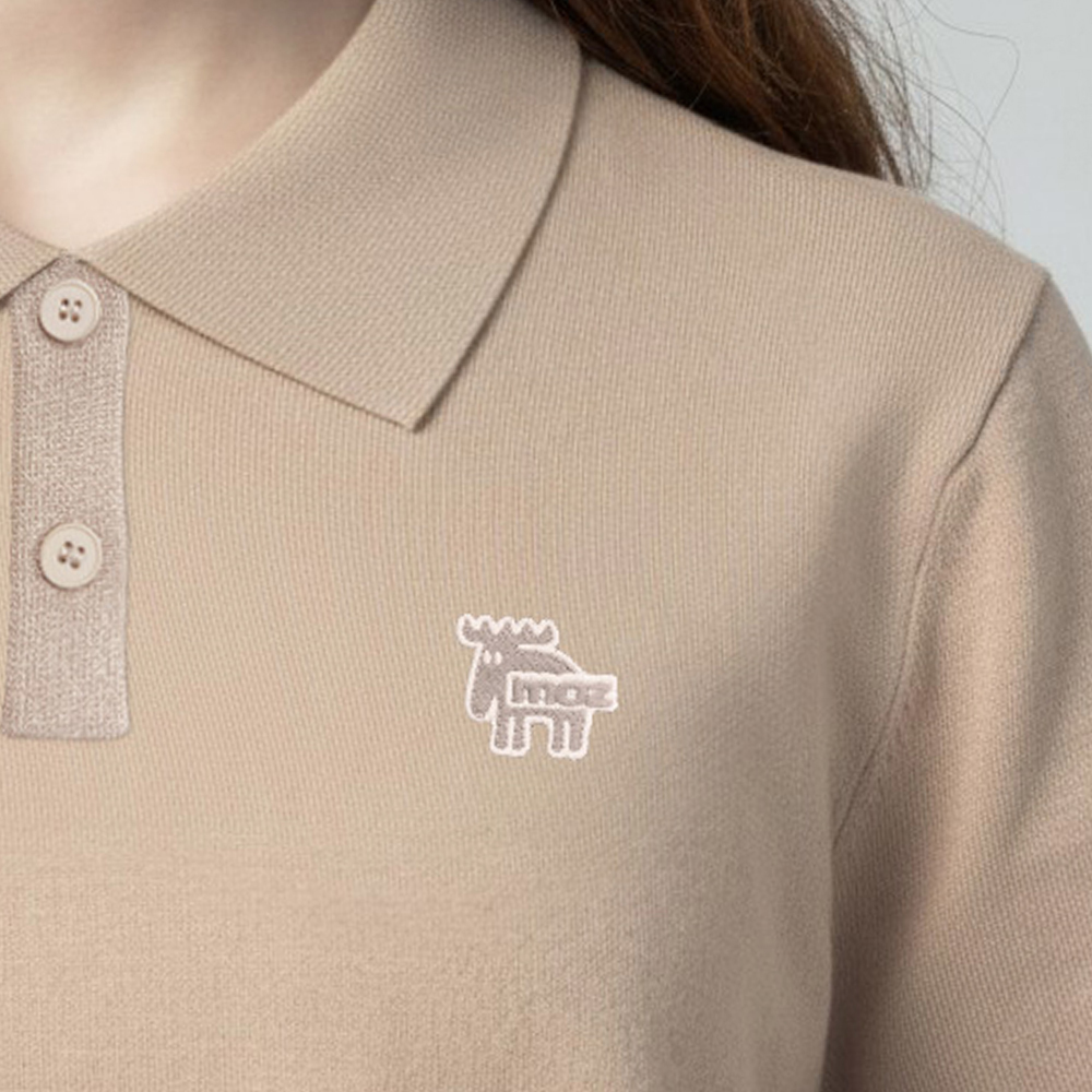 【預購】冰絲 POLO針織短T-經典米杏