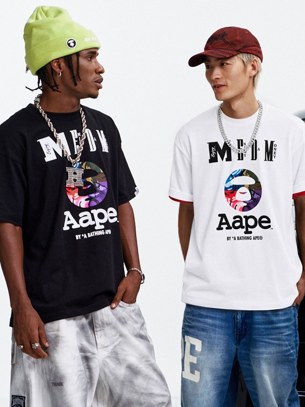 MEDM×AAPE 拼色迷彩 猿人印花Logo 休閒寬鬆 短袖T