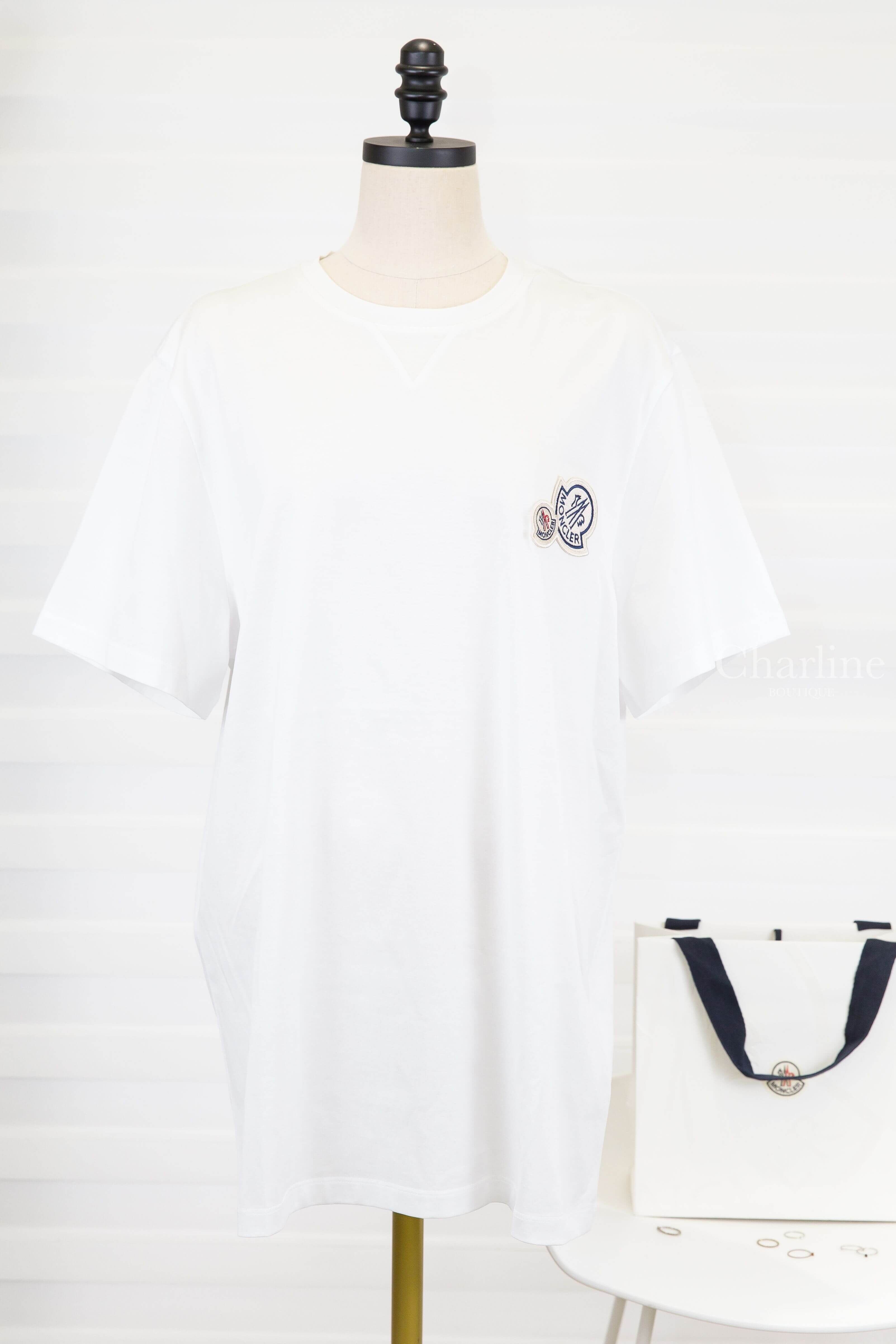Moncler Double Logo Patch Cotton T-shirt 白色雙刺繡 Logo 短袖棉T-Charline Boutique 精品代購