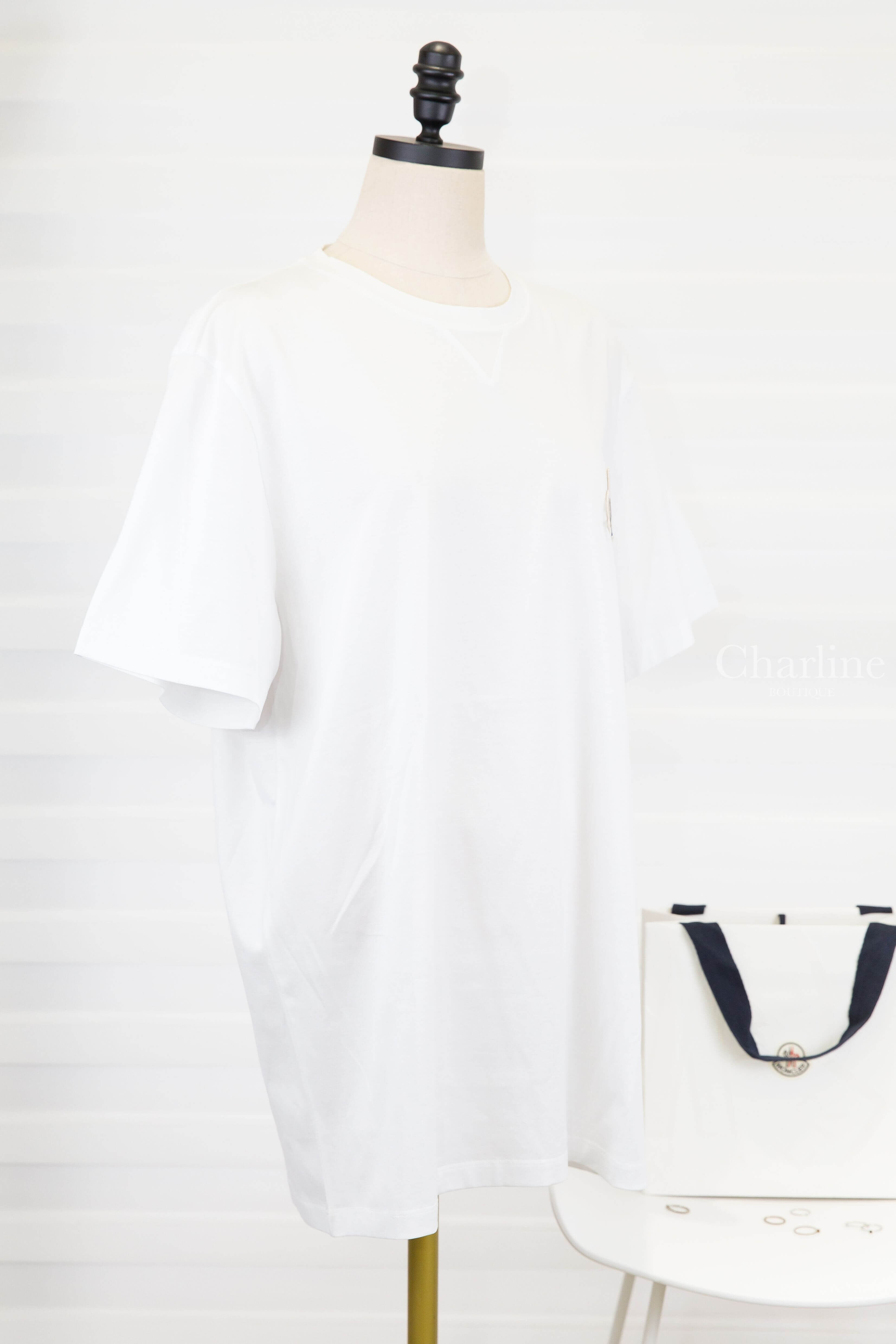 Moncler Double Logo Patch Cotton T-shirt 白色雙刺繡 Logo 短袖棉T-Charline Boutique 精品代購