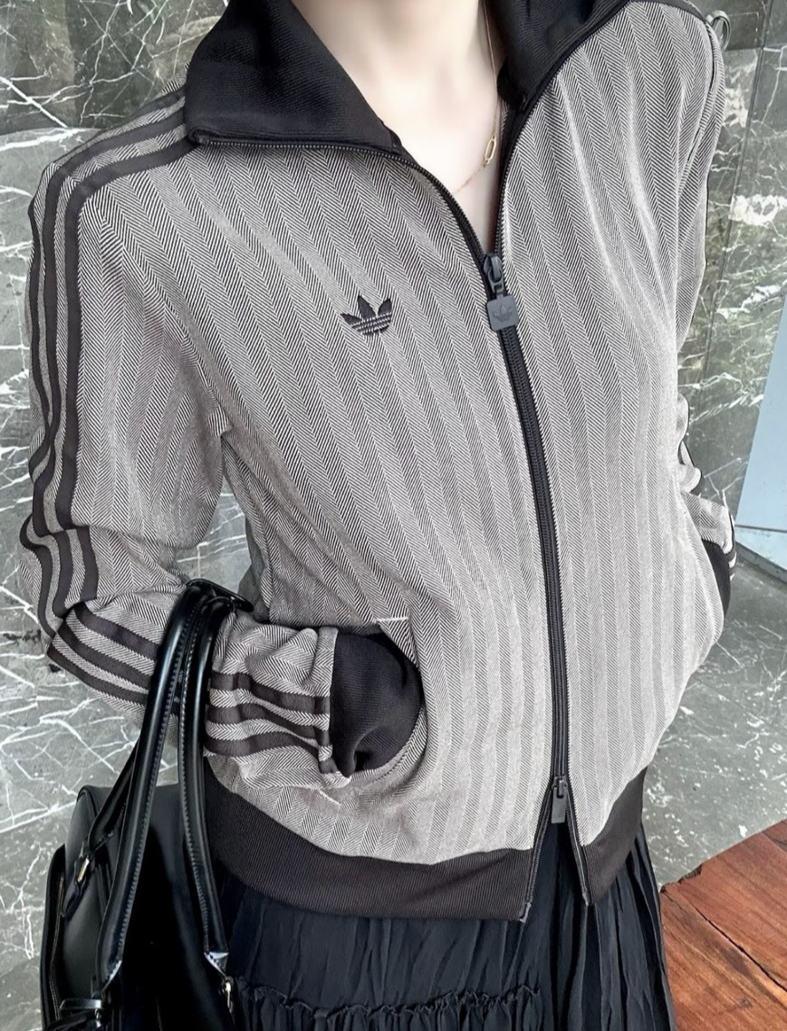 <國外限定> Adidas originals 雙拉鍊 咖 棕色 老錢風 立領 外套
