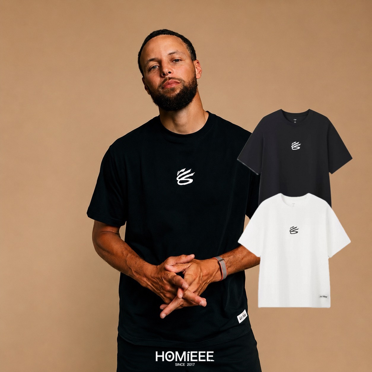 Curry Brand x Li-Ning 柯瑞 李寧 首波 限定 紀念 短T 黑色 白色 [AHSWJ49]