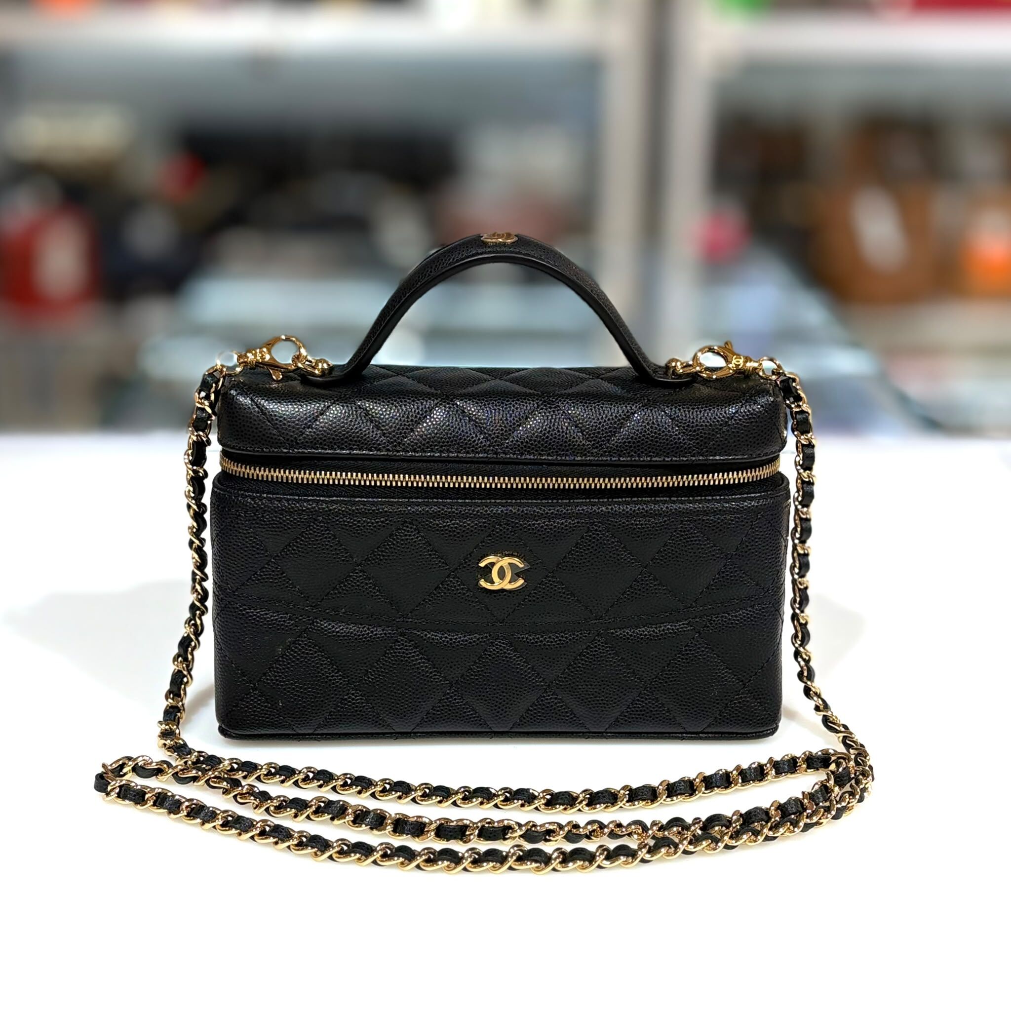 全新CHANEL LP 飯盒包 AP4407 黑色荔枝皮淡金 @晶片 #BRAND NEW #香榭站正品