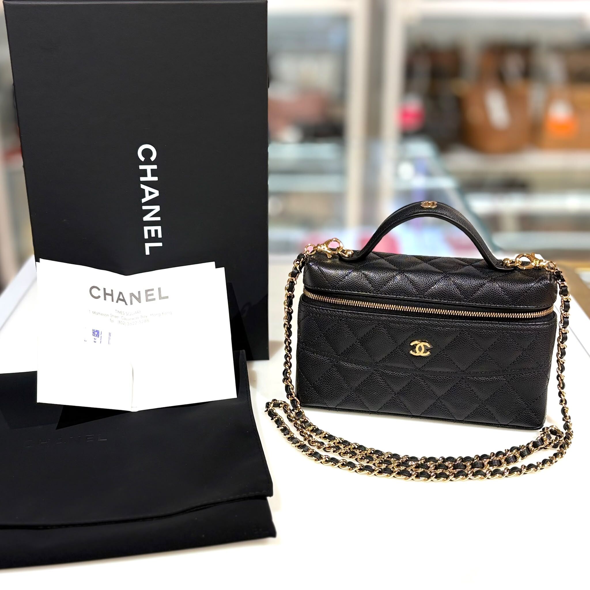 全新CHANEL LP 飯盒包 AP4407 黑色荔枝皮淡金 @晶片 #BRAND NEW #香榭站正品