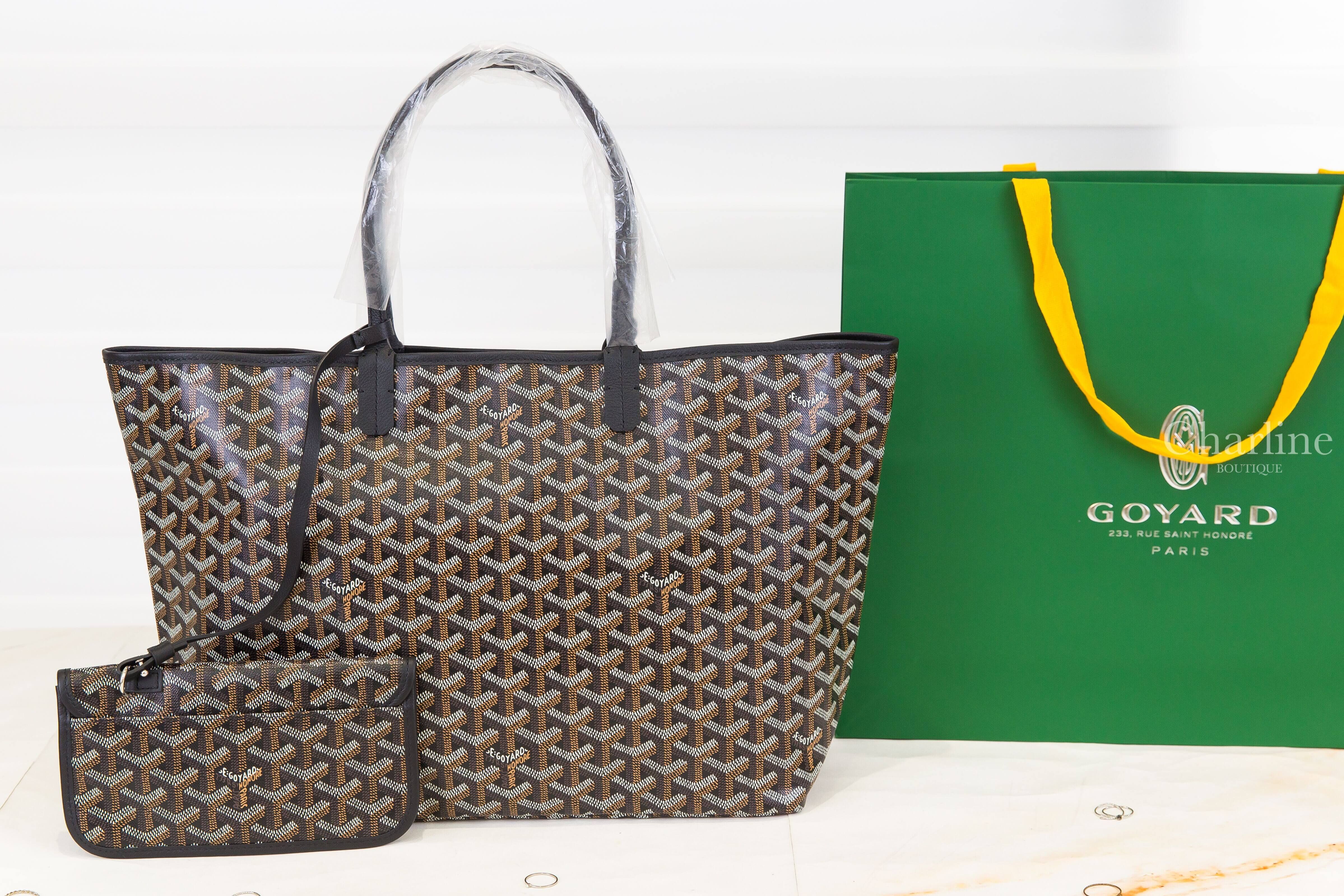 Goyard Saint Louis PM Bag 黑色客製化讀書法鬥彩繪帆布小牛皮同色提把小型無拉鍊含包夾托特包-Charline Boutique 精品代購